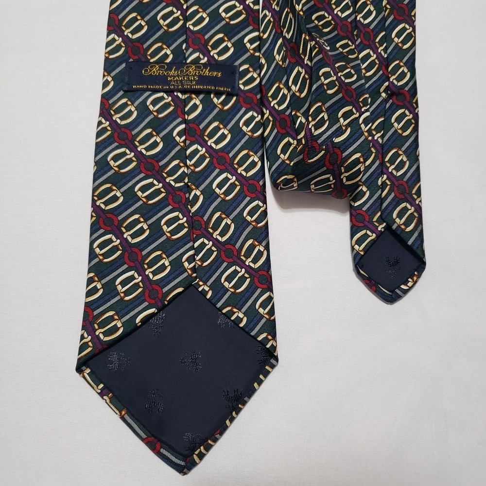 Brooks Brothers Makers 100% Silk Handmade Men's Necktie Equestrian Tack Print - Picture 3 of 6
